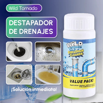 Wild Tornado-Polvo limpiador de drenaje 3x1